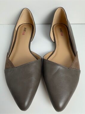 JustFab Gray Taupe Pointed Toe D’Orsay Flats Size 9 Office Workwear Career